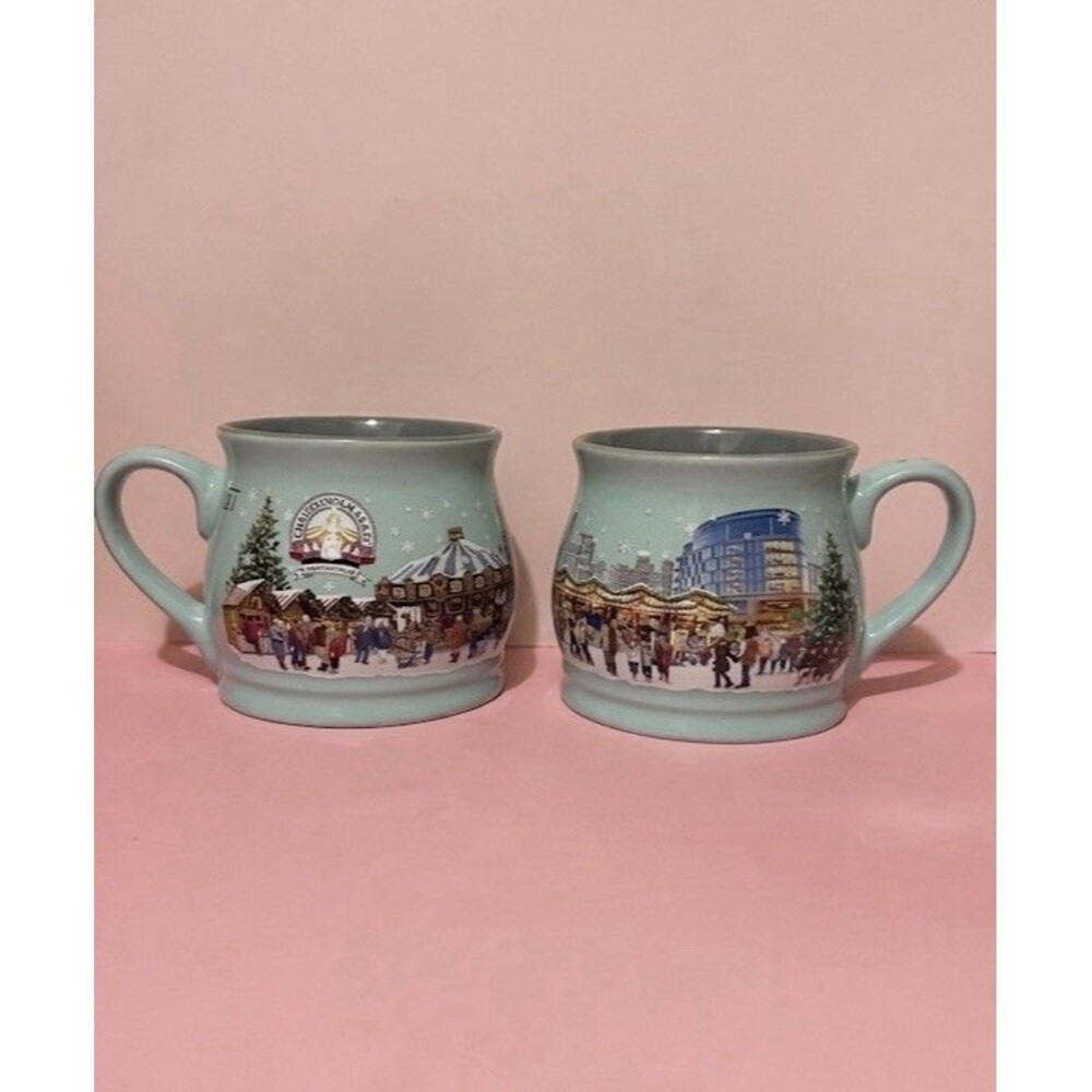 2023 Chicago Aurora Christkindlmarket Holiday Christmas Mug  Lot of 2